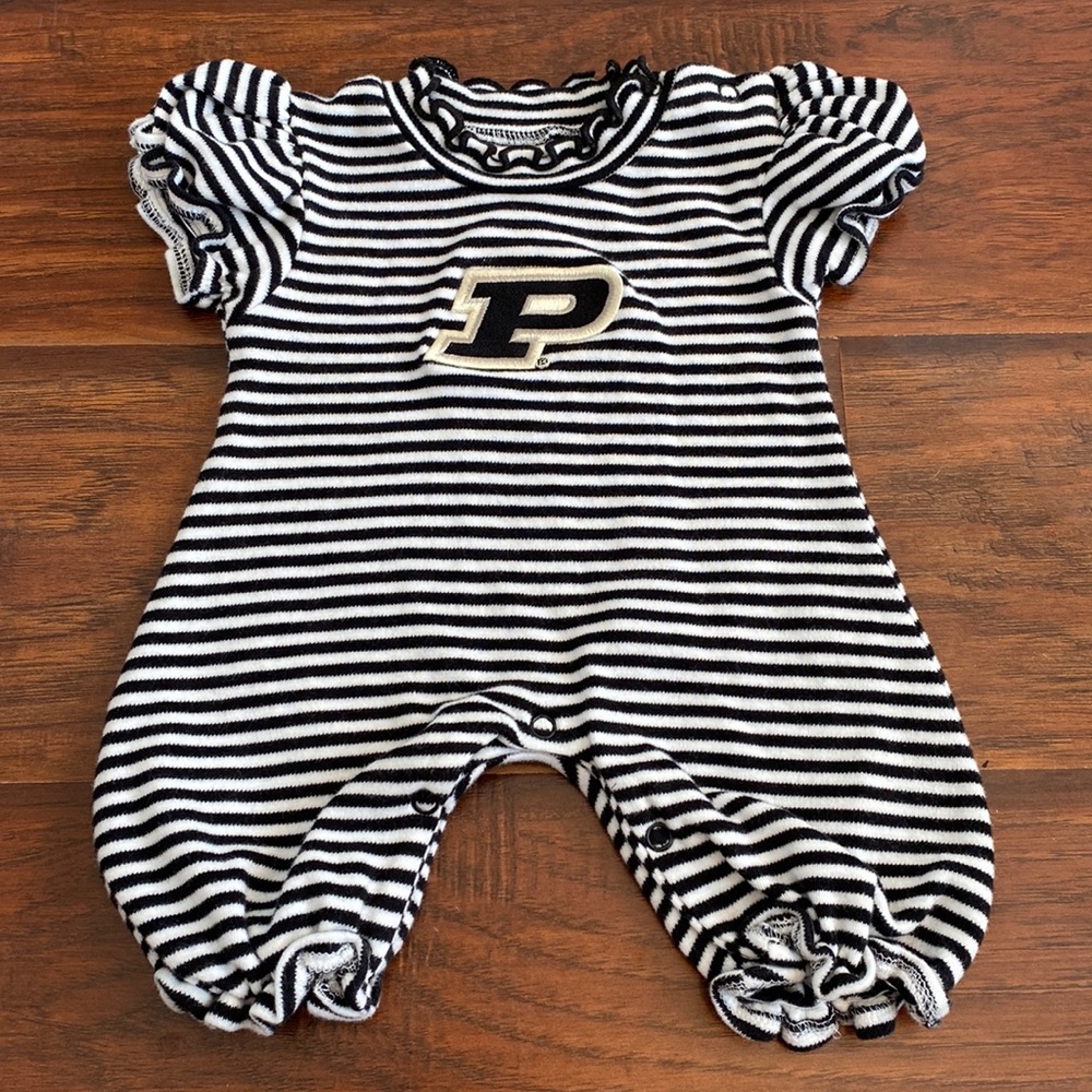 Baby Black & White Striped One-Piece Purdue